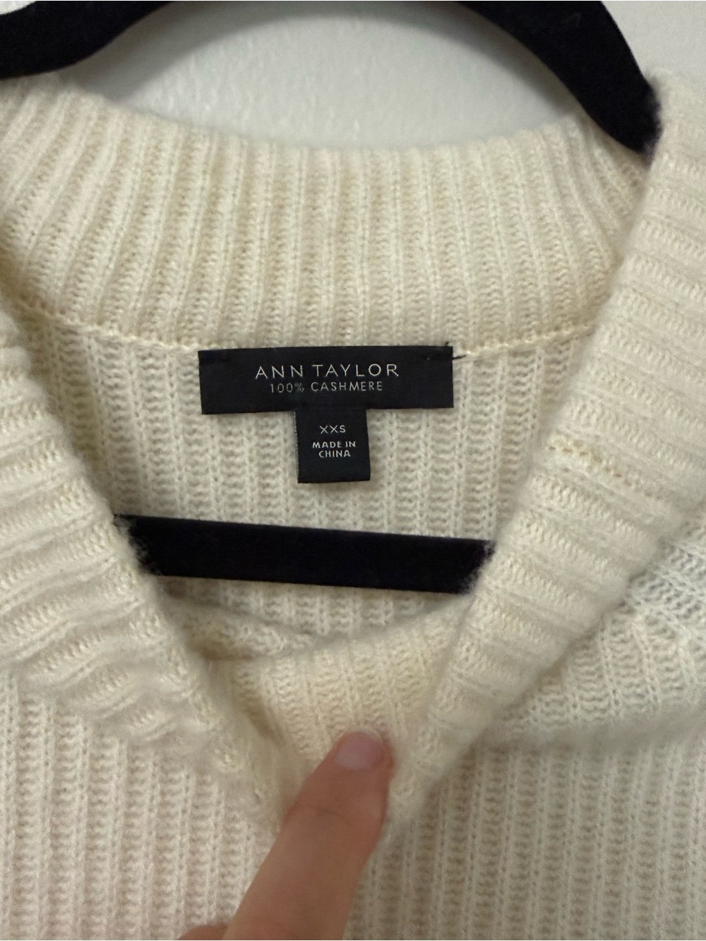 Ann Taylor Cashmere Cozy Cream Ribbed Women's Sweater - Picture 7 of 12